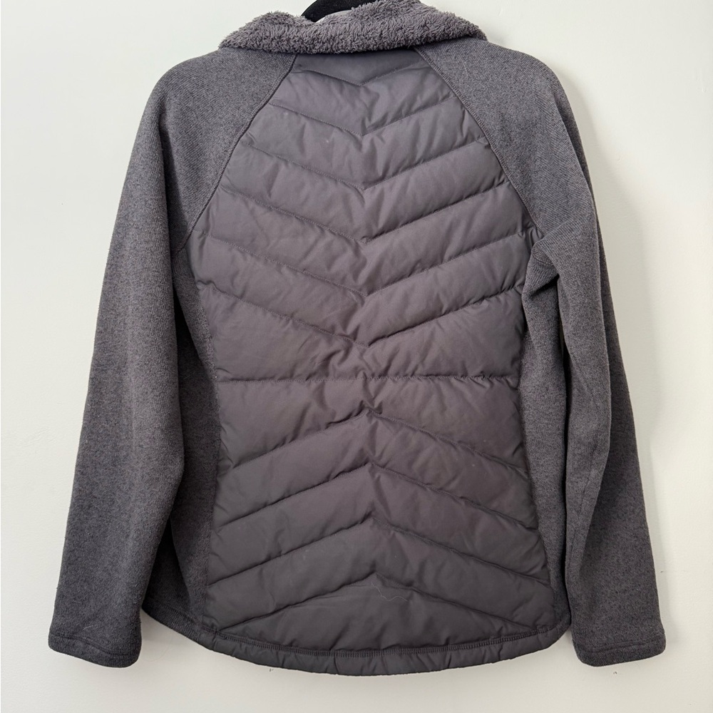 L.L. Bean Downtek Jacket Women's Small Gray Puffer Full Zip Fleece Lined Collar - Picture 2 of 6